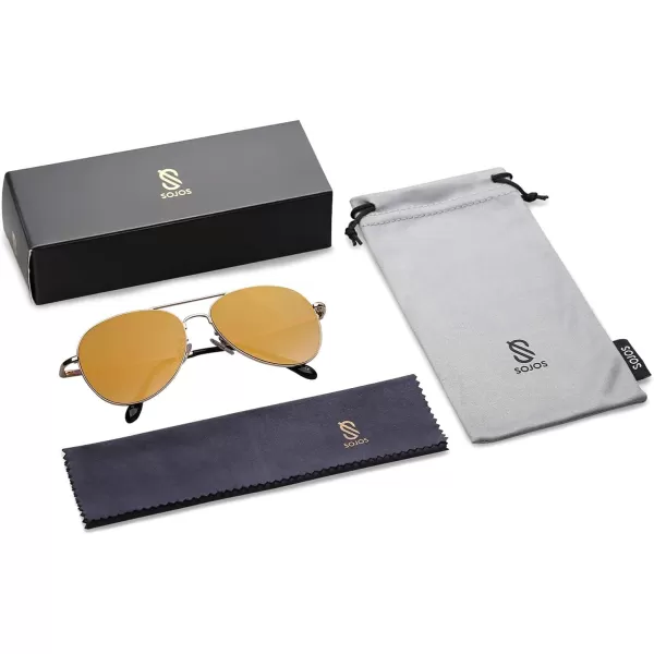 SOJOS Trendy Aviator Sunglasses for Women and MenGoldBrown