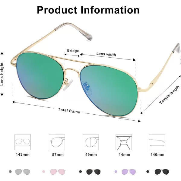 SOJOS Trendy Aviator Sunglasses for Women and MenGoldGreenish Blue