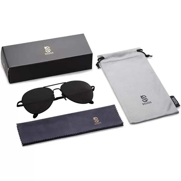 SOJOS Trendy Aviator Sunglasses for Women and MenMatte BlackGrey