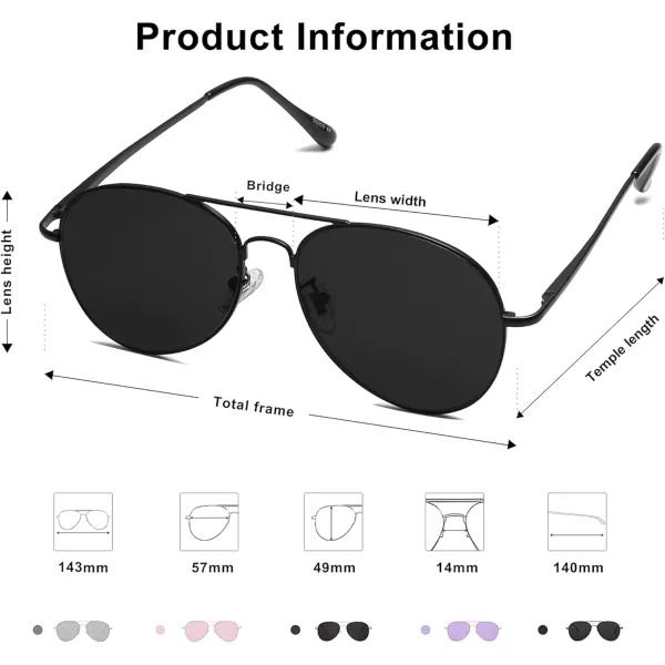 SOJOS Trendy Aviator Sunglasses for Women and MenMatte BlackGrey