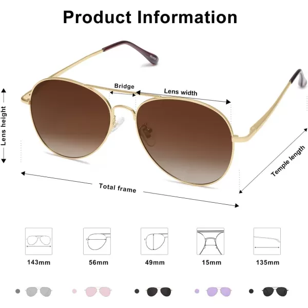 SOJOS Trendy Aviator Sunglasses for Women and MenPolarized BrownGold