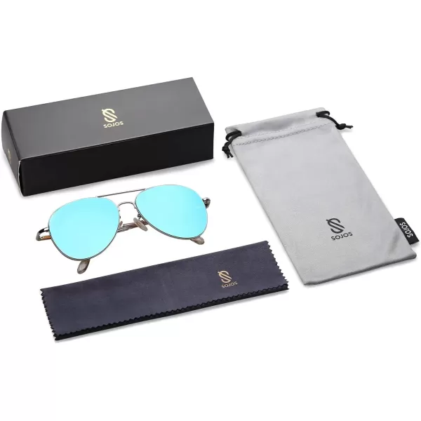 SOJOS Trendy Aviator Sunglasses for Women and MenSilverBlue