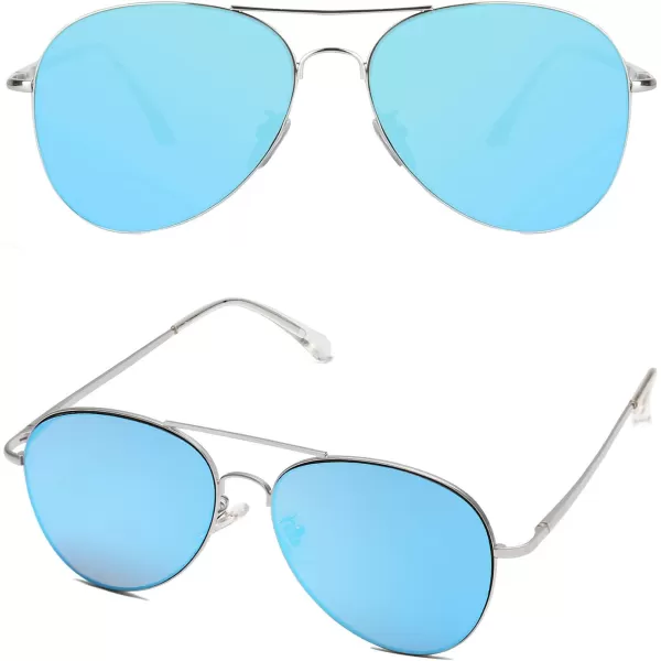 SOJOS Trendy Aviator Sunglasses for Women and MenSilverBlue