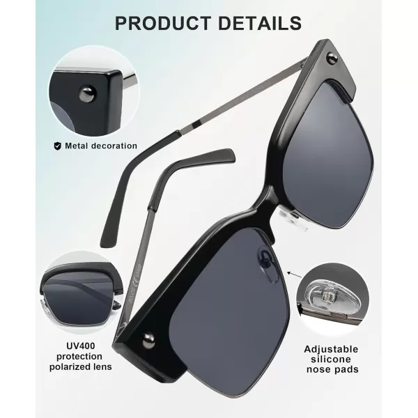 SOJOS Trendy Oversized Cat Eye Polarized Sunglasses Womens Large Square Cateye Sun Glasses SJ2303Black