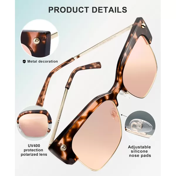 SOJOS Trendy Oversized Cat Eye Polarized Sunglasses Womens Large Square Cateye Sun Glasses SJ2303Brown Tortoise