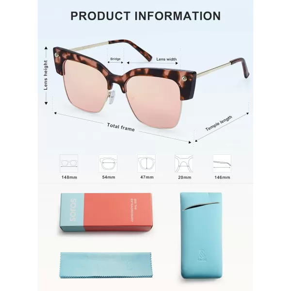 SOJOS Trendy Oversized Cat Eye Polarized Sunglasses Womens Large Square Cateye Sun Glasses SJ2303Brown Tortoise