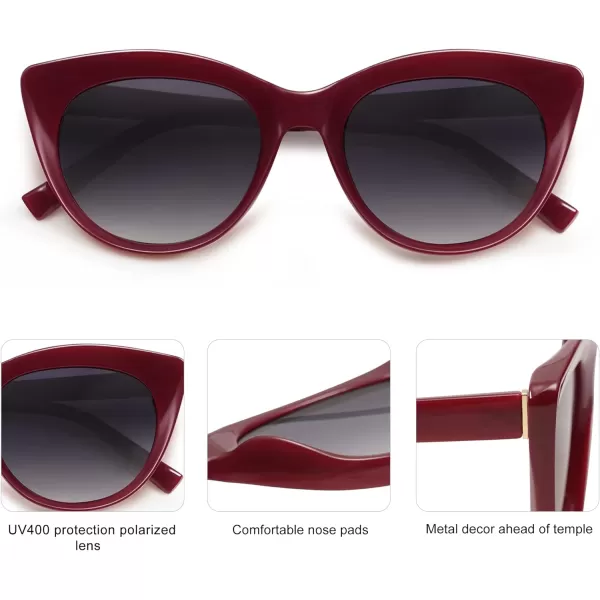 SOJOS Trendy Polarized Sunglasses for WomenRetro Cat Eye Womens Sun Glasses SJ2221Milky RedGrey