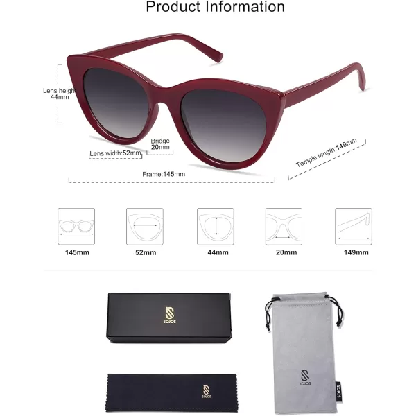 SOJOS Trendy Polarized Sunglasses for WomenRetro Cat Eye Womens Sun Glasses SJ2221Milky RedGrey