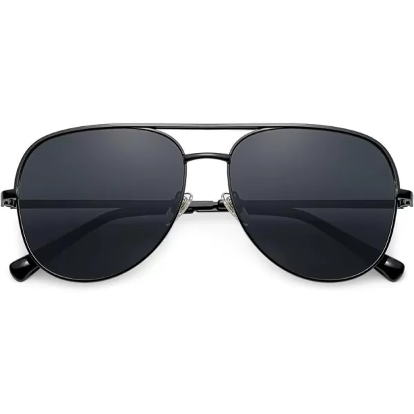 SOJOS Classic Aviator Sunglasses for Women Men Trendy Oversized Metal Frame UV400 Lenses SJ1220Black FrameBlack BarGrey Lenses