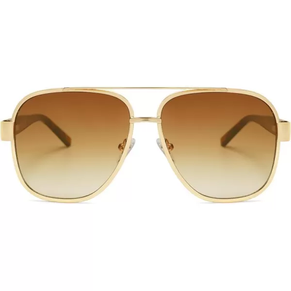 SOJOS Classic Retro Square Aviator Sunglasses for Women Men UV400 Bold Oversized Aviators SJ1214GoldGradient Brown