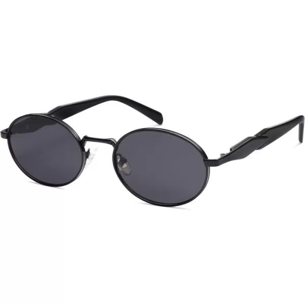 SOJOS Retro Oval Polarized Sunglasses for Women Men Trendy Sun Glasses Designer Inspired Classic Shades SJ1224Black