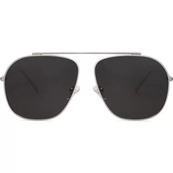 SOJOS Retro Oversized Square Polarized Aviator Sunglasses Womens Mens Classic Vintage Metal Sunnies SJ1173SilverGrey
