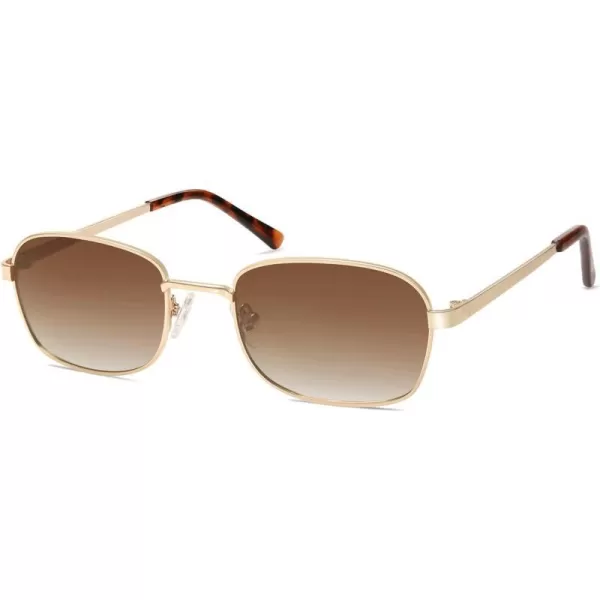 SOJOS Retro Rectangle Polarized Sunglasses for Women and MenVintage Narrow Square Womens ShadesShiny GoldBrown Grading