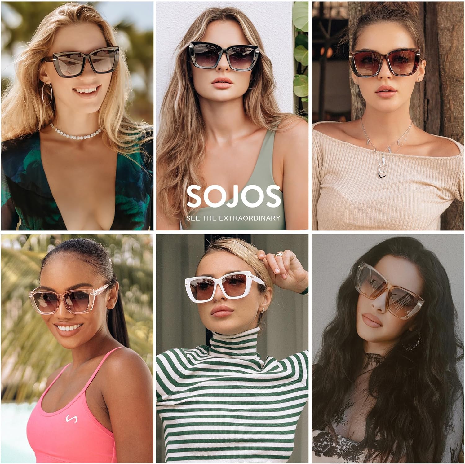 SOJOS Oversized Cat Eye Sunglasses Womens Retro Vintage 70s Trendy Stylish Shades SJ2231Black amp TortoiseGrey