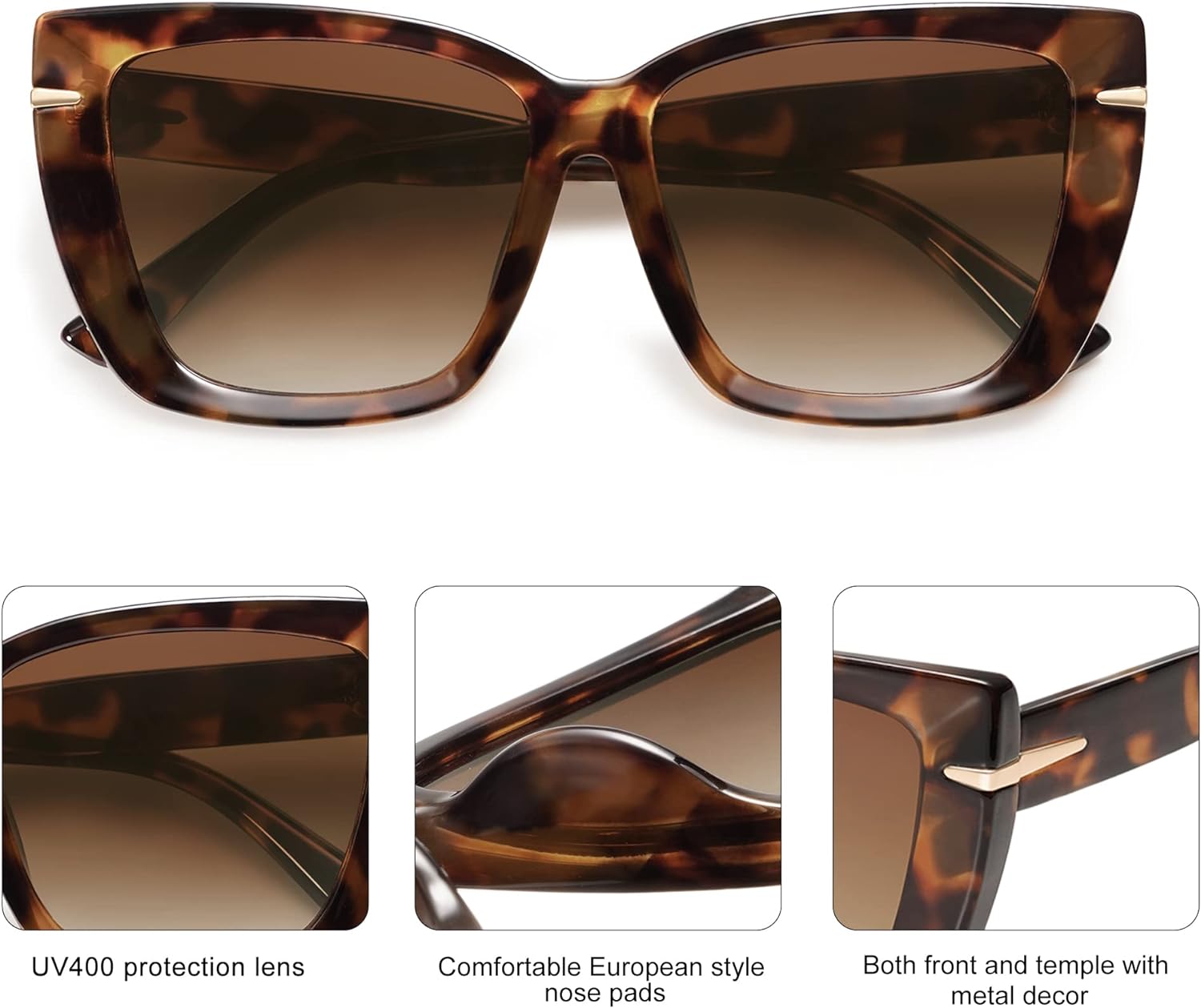 SOJOS Oversized Cat Eye Sunglasses Womens Retro Vintage 70s Trendy Stylish Shades SJ2231Brown TortoiseBrown