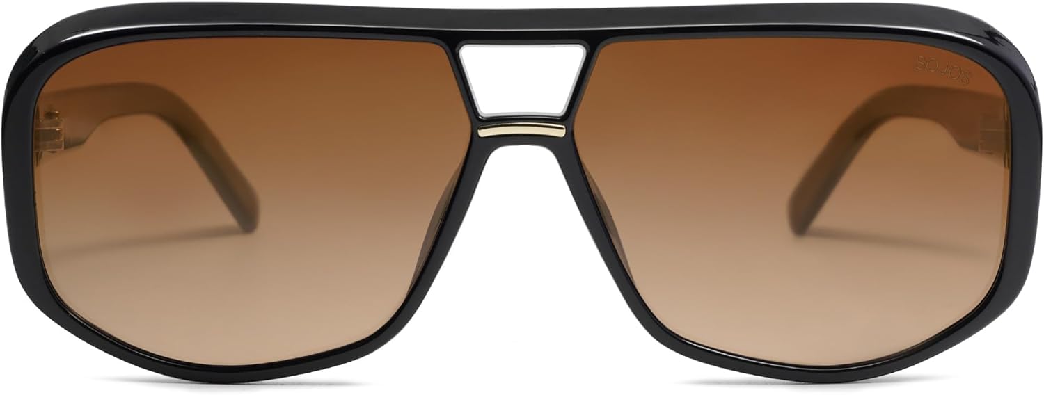SOJOS Retro Oversized Aviator Polarized Sunglasses Women Men Square Vintage Womens Shades SJ2304BlackBrown Grading