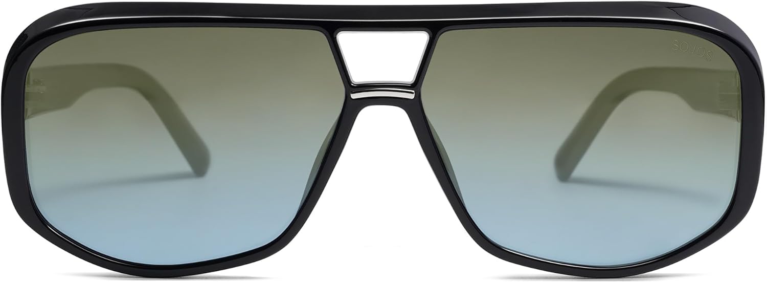 SOJOS Retro Oversized Aviator Polarized Sunglasses Women Men Square Vintage Womens Shades SJ2304BlackGrey Blue Grading