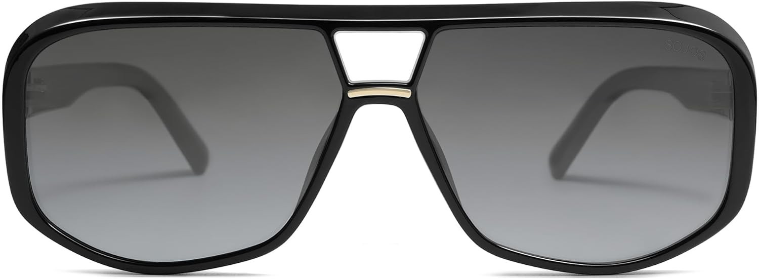SOJOS Retro Oversized Aviator Polarized Sunglasses Women Men Square Vintage Womens Shades SJ2304BlackGrey Grading