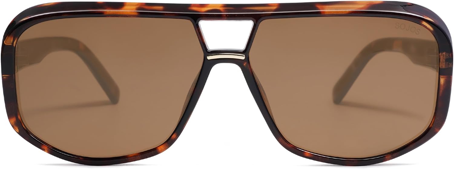 SOJOS Retro Oversized Aviator Polarized Sunglasses Women Men Square Vintage Womens Shades SJ2304TortoiseBrown Lens