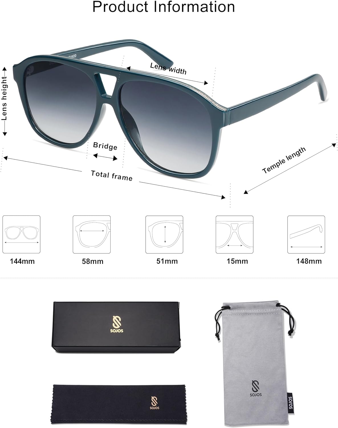 SOJOS Retro Trendy Aviator Sunglasses for Women Men Classic Vintage UV400 Aviators SJ2315BlueGradient Blue