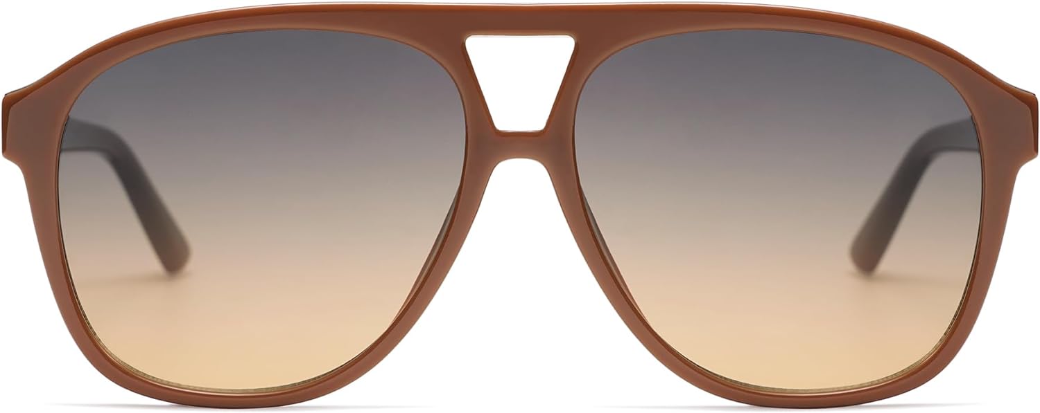 SOJOS Retro Trendy Aviator Sunglasses for Women Men Classic Vintage UV400 Aviators SJ2315OrangeGrey Gradient Brown