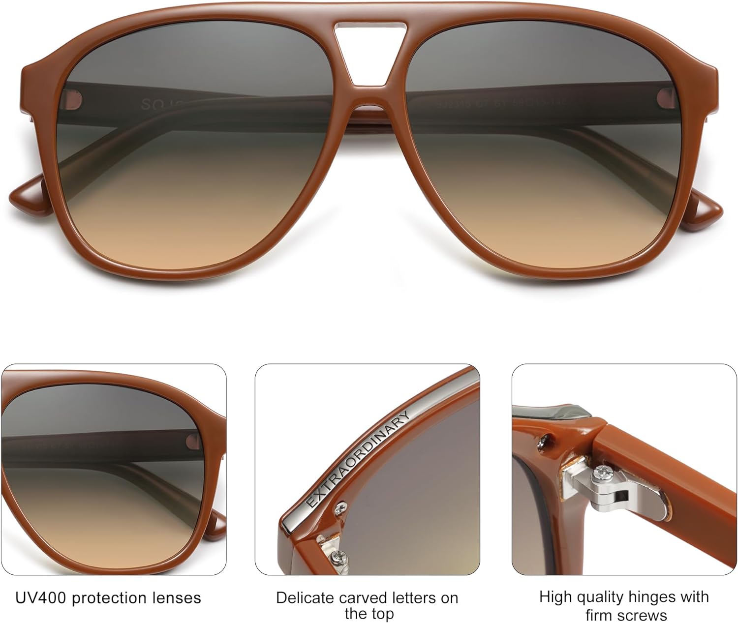 SOJOS Retro Trendy Aviator Sunglasses for Women Men Classic Vintage UV400 Aviators SJ2315OrangeGrey Gradient Brown