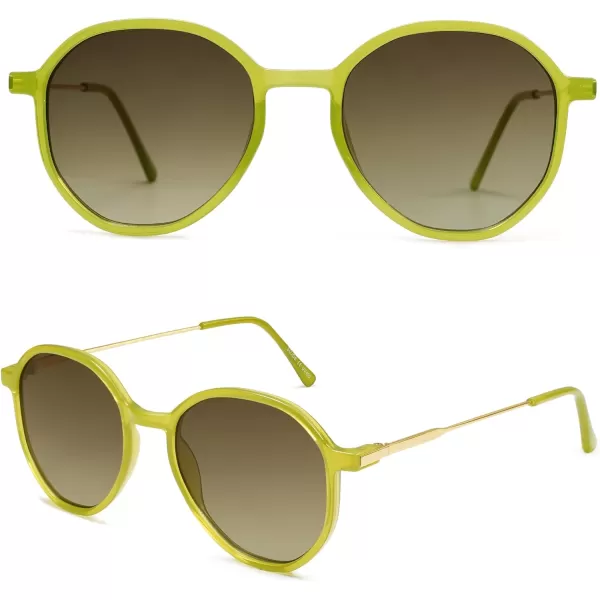 SOJOS Fashion Hexagon Round Sunglasses for Women Trendy Inspired Designer Style Big Shades Sunglasses Sunnies SJ2181Green