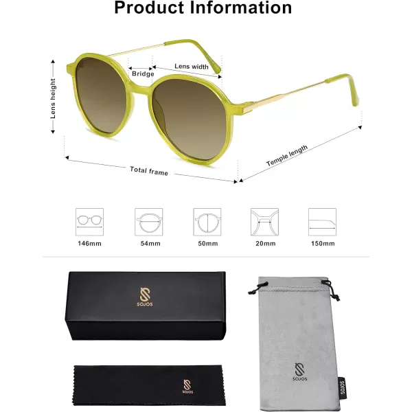 SOJOS Fashion Hexagon Round Sunglasses for Women Trendy Inspired Designer Style Big Shades Sunglasses Sunnies SJ2181Green