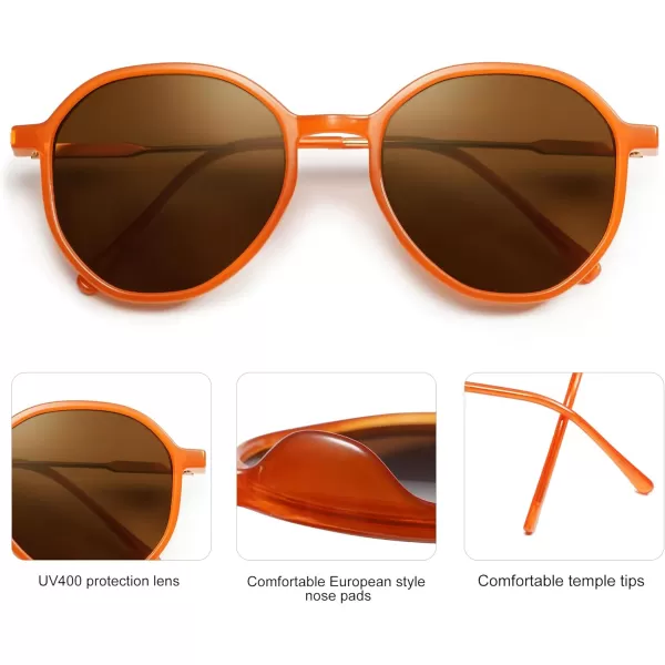 SOJOS Fashion Hexagon Round Sunglasses for Women Trendy Inspired Designer Style Big Shades Sunglasses Sunnies SJ2181Orange