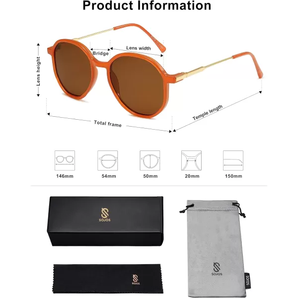 SOJOS Fashion Hexagon Round Sunglasses for Women Trendy Inspired Designer Style Big Shades Sunglasses Sunnies SJ2181Orange