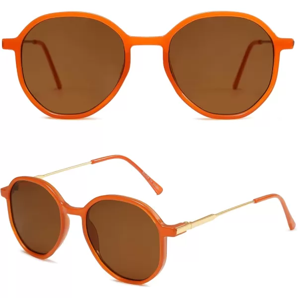 SOJOS Fashion Hexagon Round Sunglasses for Women Trendy Inspired Designer Style Big Shades Sunglasses Sunnies SJ2181Orange
