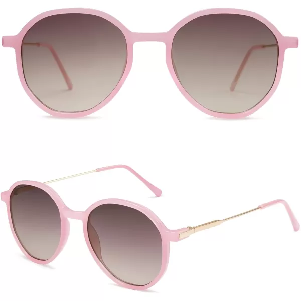 SOJOS Fashion Hexagon Round Sunglasses for Women Trendy Inspired Designer Style Big Shades Sunglasses Sunnies SJ2181Pink