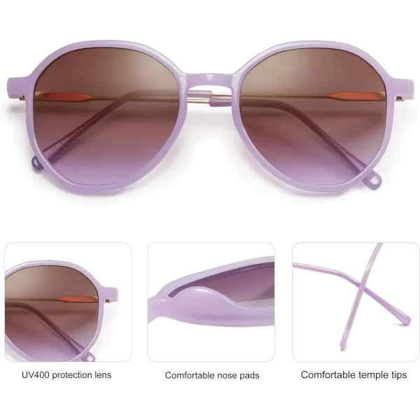 SOJOS Fashion Hexagon Round Sunglasses for Women Trendy Inspired Designer Style Big Shades Sunglasses Sunnies SJ2181Purple
