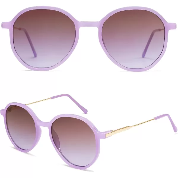 SOJOS Fashion Hexagon Round Sunglasses for Women Trendy Inspired Designer Style Big Shades Sunglasses Sunnies SJ2181Purple