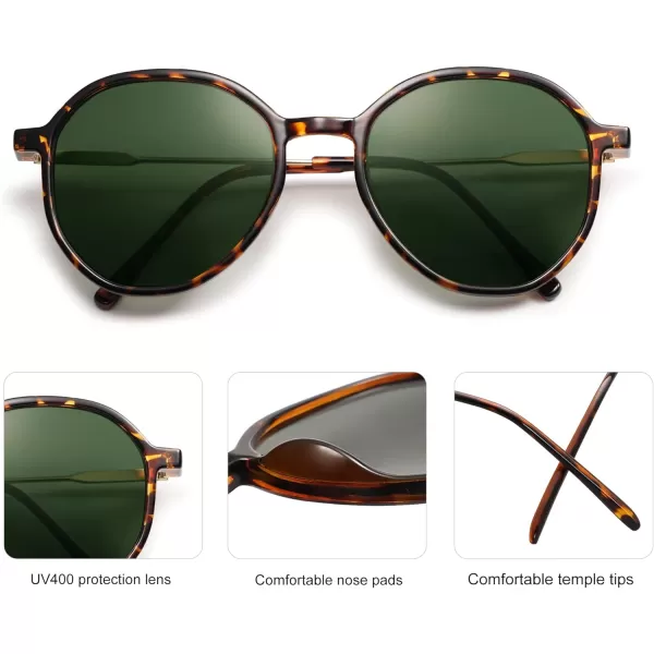 SOJOS Fashion Hexagon Round Sunglasses for Women Trendy Inspired Designer Style Big Shades Sunglasses Sunnies SJ2181Tortoise