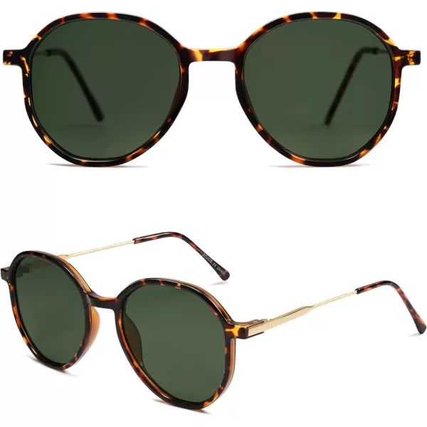 SOJOS Fashion Hexagon Round Sunglasses for Women Trendy Inspired Designer Style Big Shades Sunglasses Sunnies SJ2181Tortoise