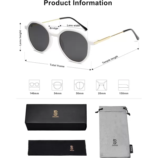 SOJOS Fashion Hexagon Round Sunglasses for Women Trendy Inspired Designer Style Big Shades Sunglasses Sunnies SJ2181White