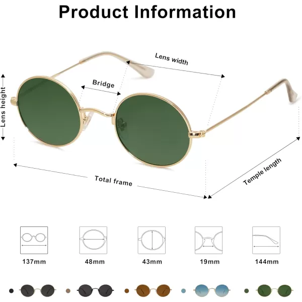 SOJOS Lennon Round Polarized Sunglasses for Men Women 70s Circle Hippie Costume Sun Glasses SJ1167Gold Frame Turquoise Lens Turquoise