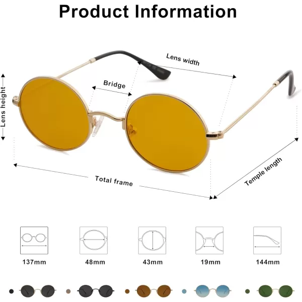 SOJOS Lennon Round Polarized Sunglasses for Men Women 70s Circle Hippie Costume Sun Glasses SJ1167Mirror Purple Mirror Purple
