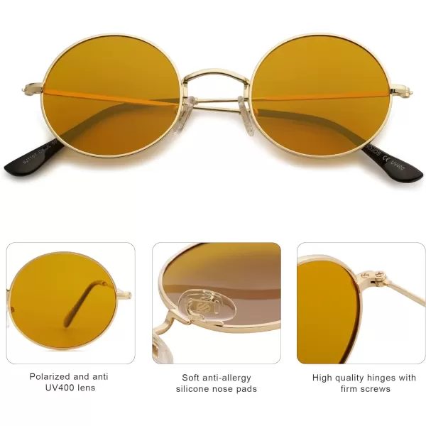 SOJOS Lennon Round Polarized Sunglasses for Men Women 70s Circle Hippie Costume Sun Glasses SJ1167Mirror Purple Mirror Purple