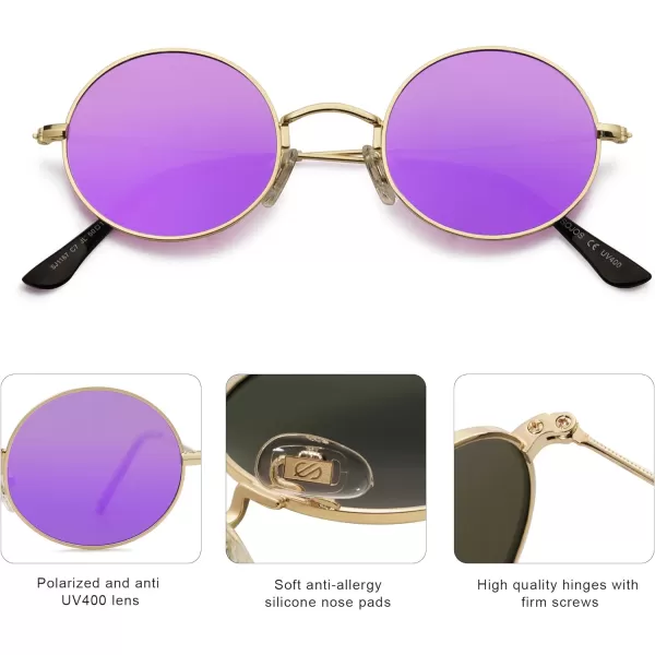 SOJOS Lennon Round Polarized Sunglasses for Men Women 70s Circle Hippie Costume Sun Glasses SJ1167Yellow Yellow
