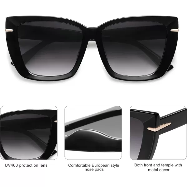 SOJOS Oversized Cat Eye Sunglasses Womens Retro Vintage 70s Trendy Stylish Shades SJ2231BlackGrey