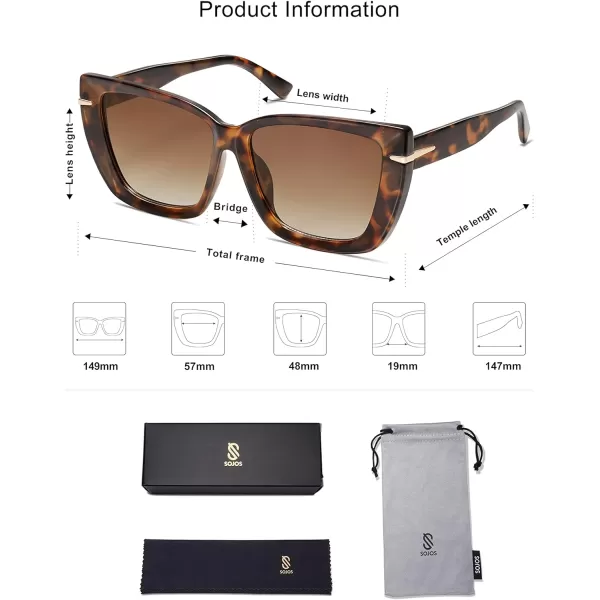 SOJOS Oversized Cat Eye Sunglasses Womens Retro Vintage 70s Trendy Stylish Shades SJ2231Brown TortoiseBrown