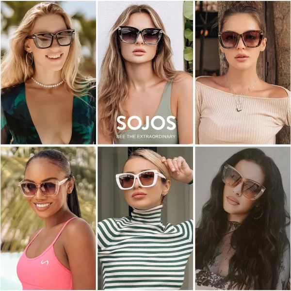 SOJOS Oversized Cat Eye Sunglasses Womens Retro Vintage 70s Trendy Stylish Shades SJ2231Dark BlueGrey