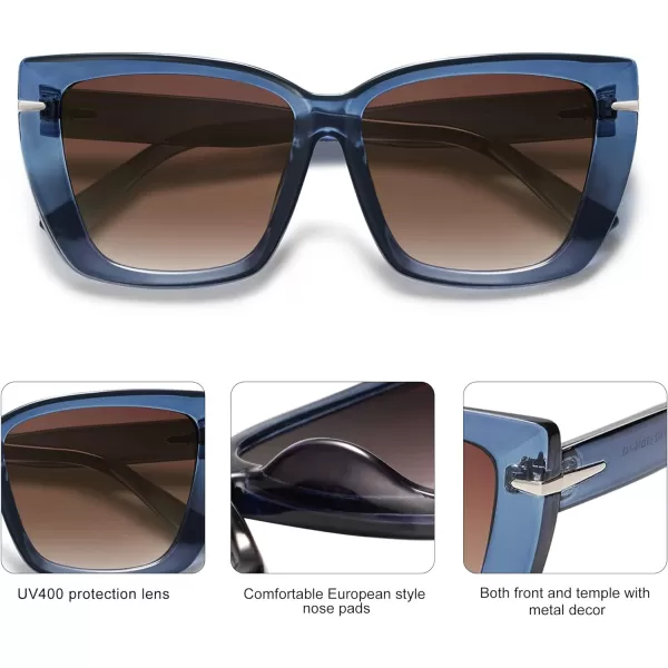SOJOS Oversized Cat Eye Sunglasses Womens Retro Vintage 70s Trendy Stylish Shades SJ2231Dark BlueGrey
