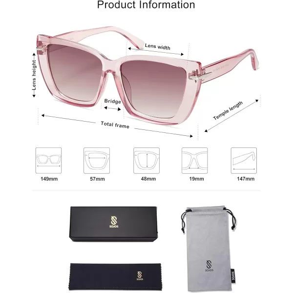 SOJOS Oversized Cat Eye Sunglasses Womens Retro Vintage 70s Trendy Stylish Shades SJ2231PinkGrey