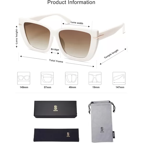 SOJOS Oversized Cat Eye Sunglasses Womens Retro Vintage 70s Trendy Stylish Shades SJ2231WhiteBrown