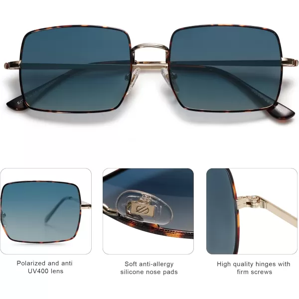 SOJOS Polarized Sunglasses for Womens MensRectangle Polygon Retro Vintage Shades Classic Vintage Shades SJ1168Blue