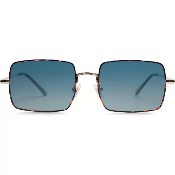 SOJOS Polarized Sunglasses for Womens MensRectangle Polygon Retro Vintage Shades Classic Vintage Shades SJ1168Blue