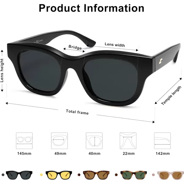 SOJOS Polarized Sunglasses womens men Trendy Small Designer Shades SJ2289Black